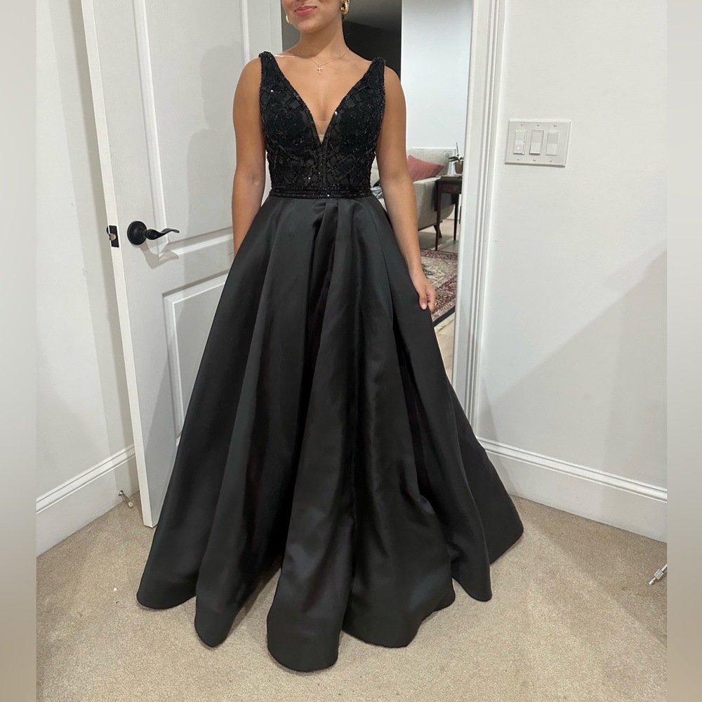 Sherri Hill Black Prom Formal Beaded Ball Gown Dress